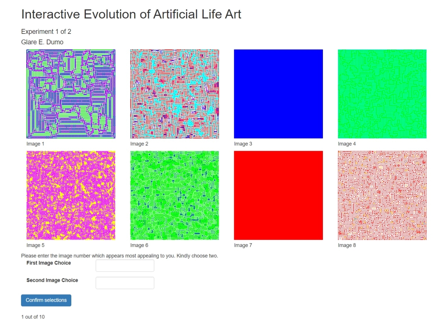 screenshot from Glare Dumos master thesis on interactive evolution of artificial life art